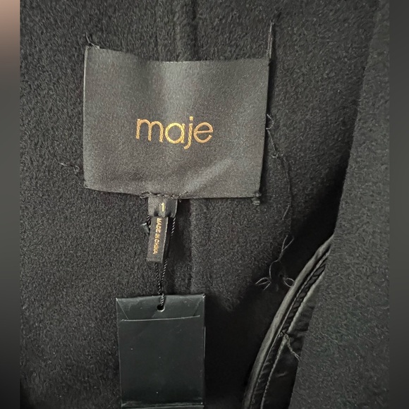 New Maje Gangmille Wool-Blend Hooded Coat in Black Size Small - Picture 6 of 9